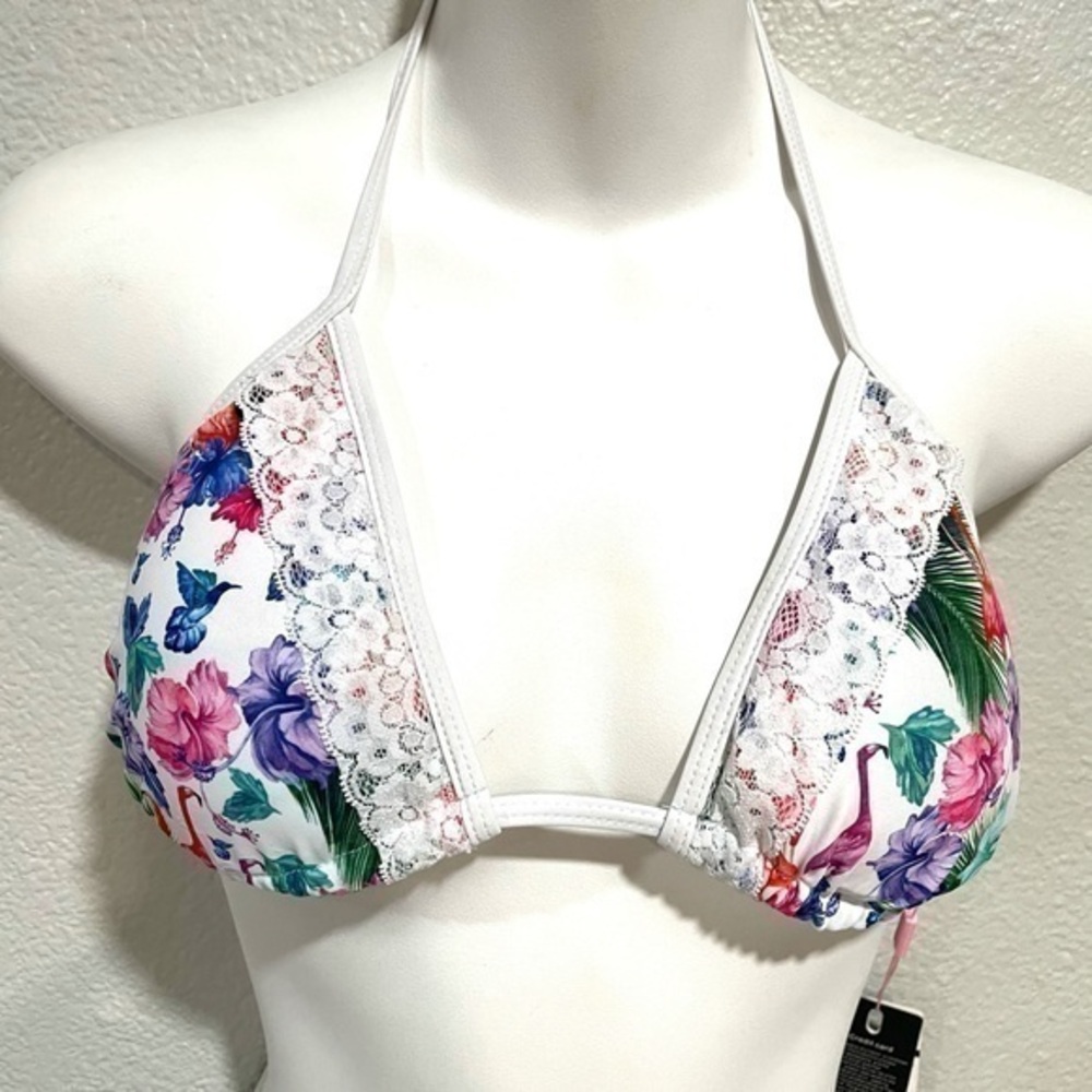 ZERACA lace triangle halter bikini top pelican -S